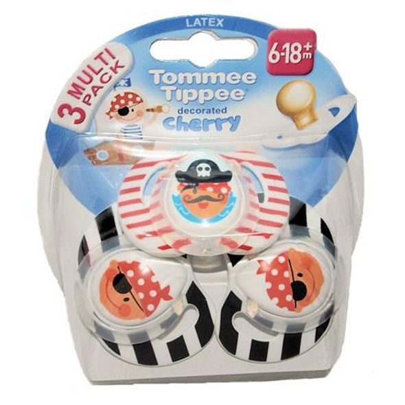 TOMMEE TIPPEE ŠIDÍTKO CHERRY S OBRÁZKY, LATEX, 3KS, 6-18+M - ŠIDÍTKA A DOPLŇKY - KRMENÍ