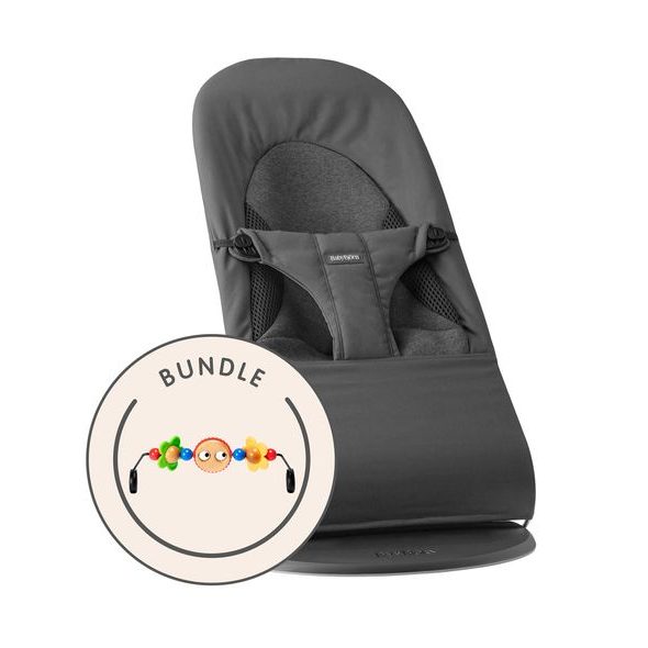 BABYBJORN LEHÁTKO SOFT TRI-FABRIC WOVEN/JERSEY DARK GREY+ HRAČKA GOOGLY EYES - LEHÁTKA A HOUPADLA - SPINKÁNÍ