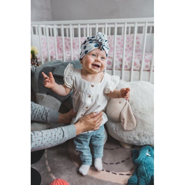 ENIE BABY TURBAN - DĚTSKÁ ČEPICE 9-12M BLUE CIRCLE - ČEPIČKY A KLOBOUČKY - PRO DĚTI