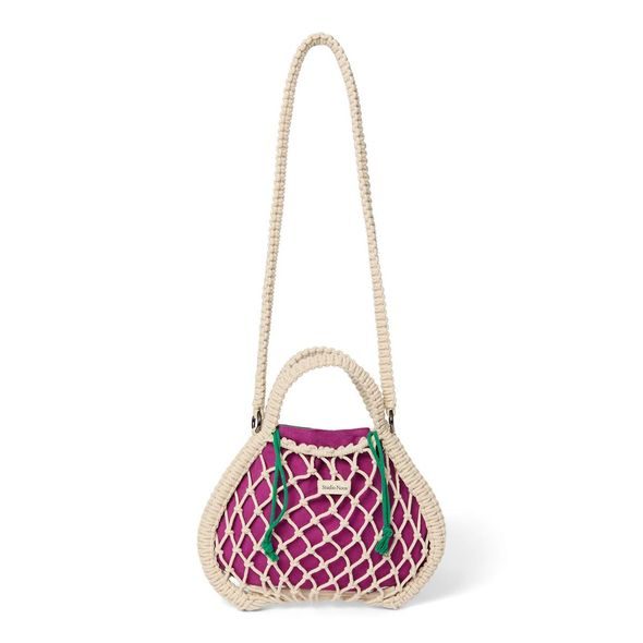 STUDIO NOOS MACRAME MINI HAND BAG NATURAL & PURPLE GREEN SÍŤKA - DOPLŇKY - PRO MAMINKY