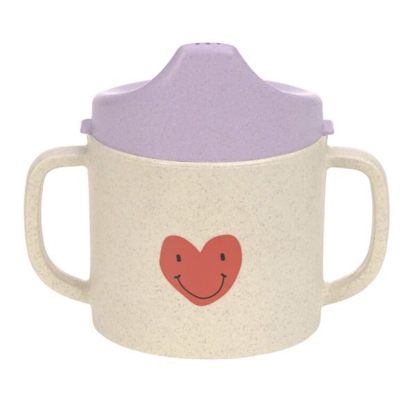 LÄSSIG SIPPY CUP PP/CELLULOSE HAPPY RASCALS HEART LAVENDER - DĚTSKÉ HRNEČKY - KRMENÍ