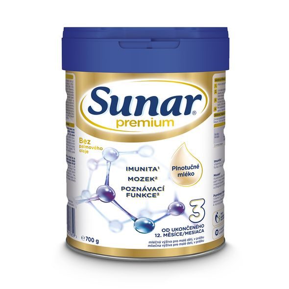 SUNAR PREMIUM 3 MLÉKO BATOLECÍ 700G - KOJENECKÁ MLÉKA - KRMENÍ