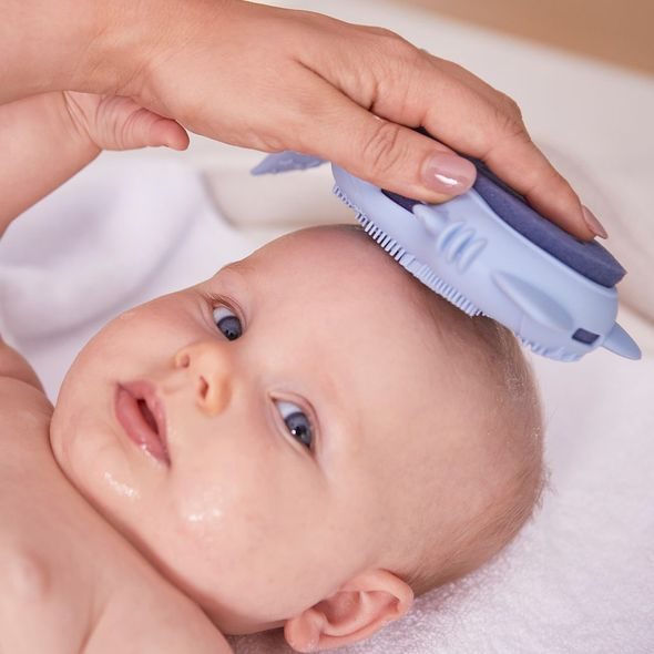 B.BOX DĚTSKÝ KOUPACÍ KARTÁČ S HOUBIČKOU - MODRÝ - ŽÍNKY A HOUBIČKY - KOUPÁNÍ A ZDRAVÍ