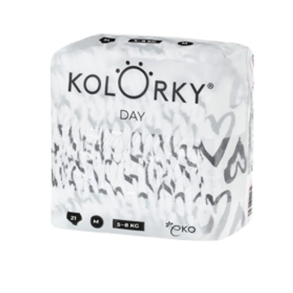 KOLORKY DAY SRDCE M (5-8 KG) 21 KS JEDNORÁZOVÉ EKO PLENKY - JEDNORÁZOVÉ PLENY - PŘEBALOVÁNÍ