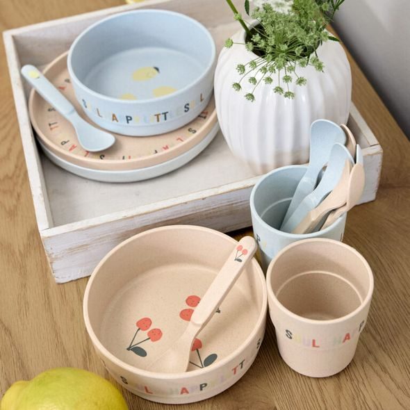 LÄSSIG BABIES DISH SET PP/CELLULOSE HAPPY FRUITS CHERRY - MISKY, TALÍŘKY A PODLOŽKY - KRMENÍ