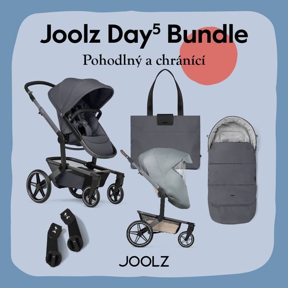JOOLZ DAY5 KOMPLETNÍ SET 2025 + ADAPTÉRY + TAŠKA + FUSAK + PLÁŠTĚNKA - DVOJKOMBINACE - KOČÁRKY A PŘÍSLUŠENSTVÍ
