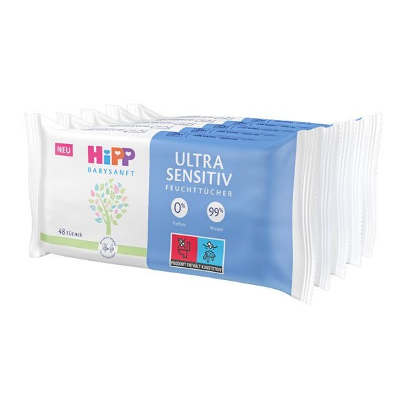 HIPP BABYSANFT ČISTÍCÍ VLHČENÉ UBROUSKY ULTRA SENSITIV 5X48 KS - VLHČENÉ UBROUSKY - PŘEBALOVÁNÍ