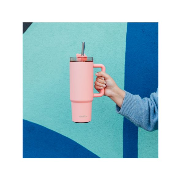 QUOKKA NEREZOVÝ TERMOHRNEK S BRČKEM VIBE CORAL 880 ML - SPORTOVNÍ LAHVE - KRMENÍ