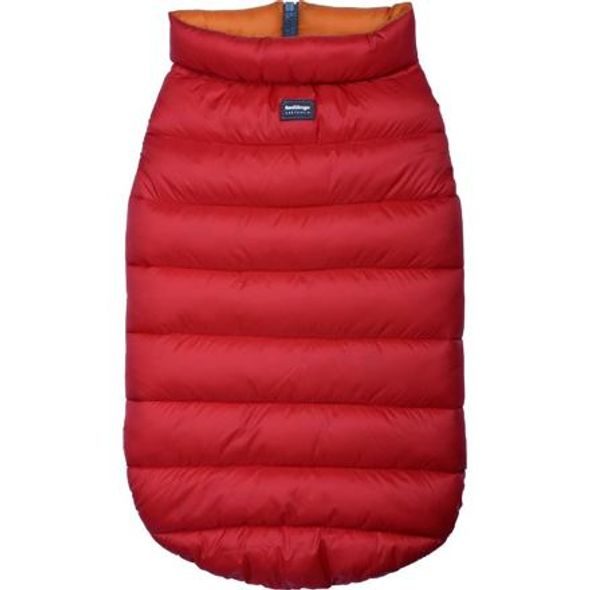 RED DINGO PUFFER JACKET – ČERVENÁ / ORANŽOVÁ VELIKOST BUNDY 60 CM - KOMBINÉZY A BUNDY PRO PSY - CHOVATELSKÉ POTŘEBY MALVÍKZOO