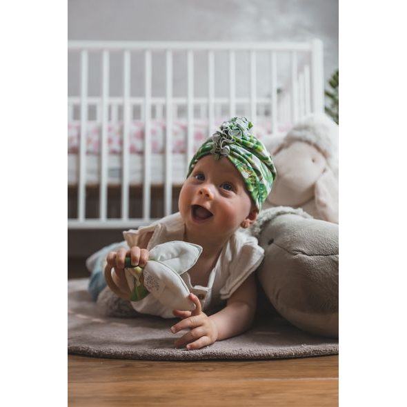 ENIE BABY TURBAN - DĚTSKÁ ČEPICE 6-9M TROPICAL LEAVES - ČEPIČKY A KLOBOUČKY - PRO DĚTI