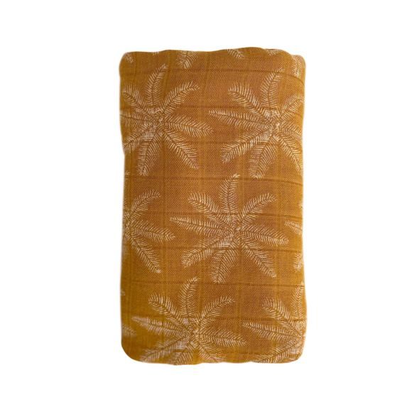 OB DESIGNS MUŠELÍNOVÁ PLENKA 120X120, GINGER / PALM PRINT - LÁTKOVÉ PLENY SKLÁDANÉ - PŘEBALOVÁNÍ