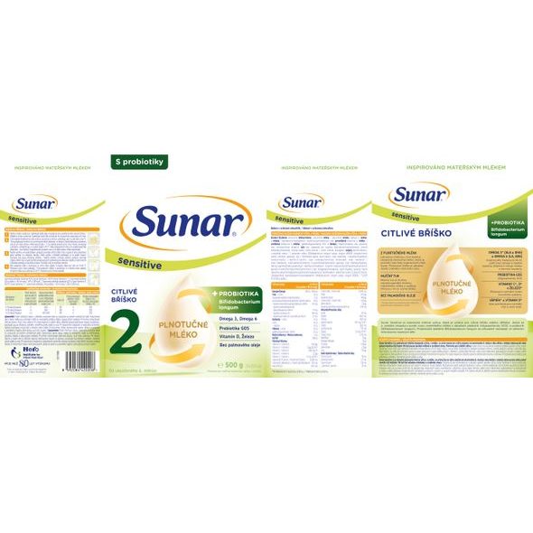 SUNAR SENSITIVE 2 POKRAČOVACÍ KOJENECKÉ MLÉKO 500G - KOJENECKÁ MLÉKA - KRMENÍ