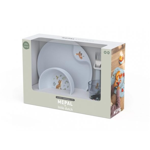 LITTLE DUTCH DĚTSKÁ JÍDELNÍ SADA 6-DÍLNÁ FOREST FRIENDS - MISKY, TALÍŘKY A PODLOŽKY - KRMENÍ