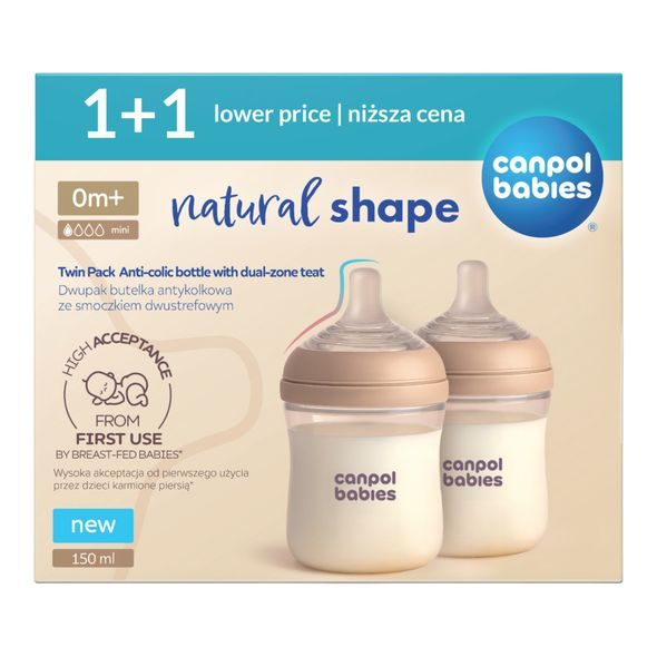 CANPOL BABIES SET LAHVÍ NATURAL SHAPE 150ML 2KS - KOJENECKÉ LAHVE - KRMENÍ