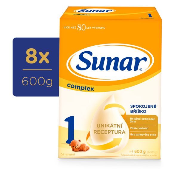 SUNAR 8X COMPLEX 1 MLÉKO POČÁTEČNÍ 600G - KOJENECKÁ MLÉKA - KRMENÍ
