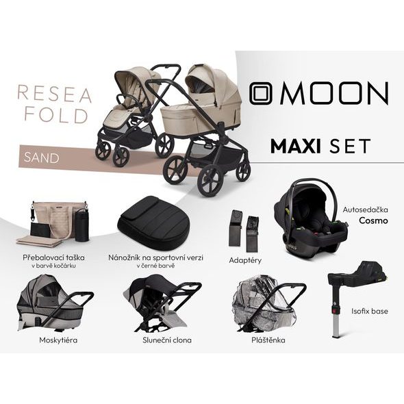 MOON RESEA FOLD MAXI SET - SAND - KOMBINACE S PŘÍSLUŠENSTVÍM - KOČÁRKY A PŘÍSLUŠENSTVÍ