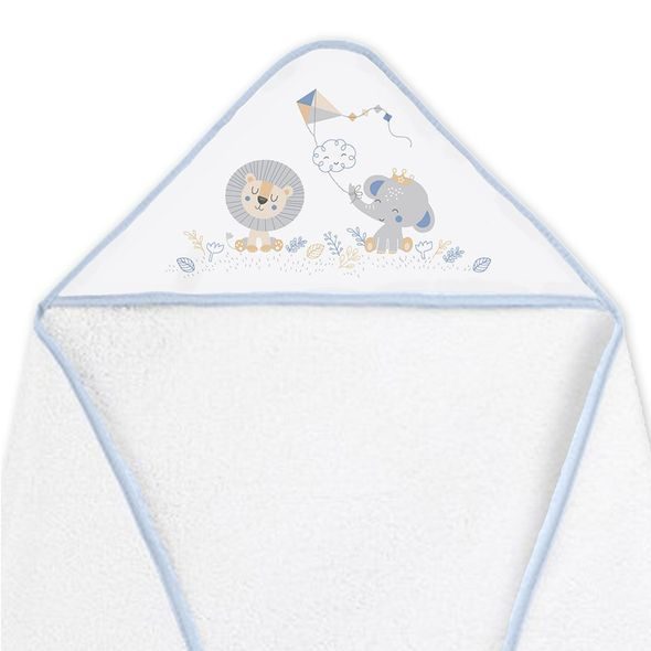INTERBABY OSUŠKA FROTÉ SLONÍK S DRAKEM - BÍLO/MODRÁ - OSUŠKY A DĚTSKÉ ŽUPANY - KOUPÁNÍ A ZDRAVÍ