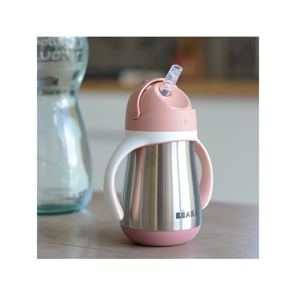 BEABA HRNEK TERMOIZOLAČNÍ S BRČKEM NEREZ 250ML PINK - TERMOOBALY A TERMOSKY - KRMENÍ
