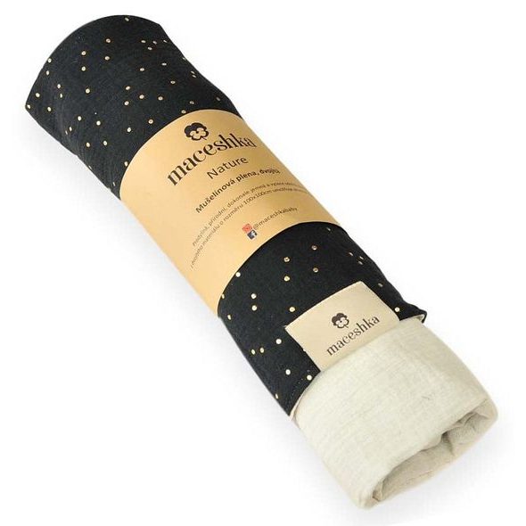 MACESHKA MUŠELÍNOVÁ PLENA NATURE SE ZLATÝM PUNTÍKEM - ZAVINOVACÍ PLENY / OSUŠKY VELKÉ - PŘEBALOVÁNÍ