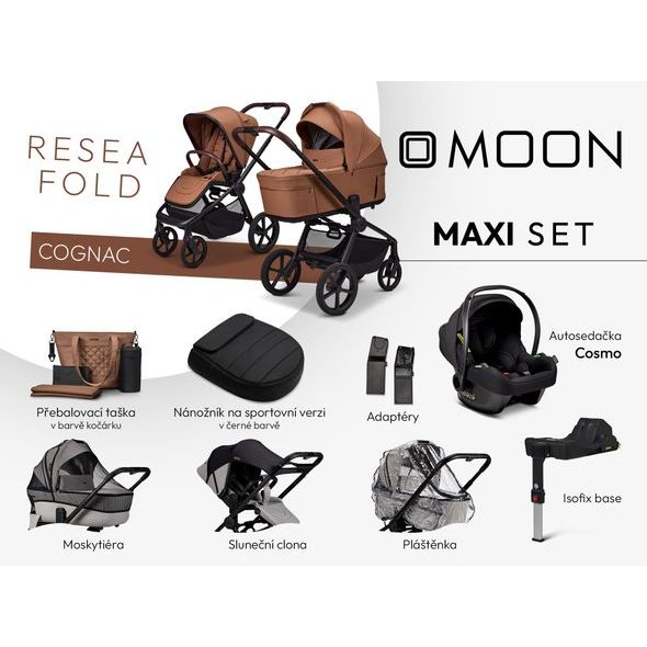 MOON RESEA FOLD MAXI SET - COGNAC - KOMBINACE S PŘÍSLUŠENSTVÍM - KOČÁRKY A PŘÍSLUŠENSTVÍ