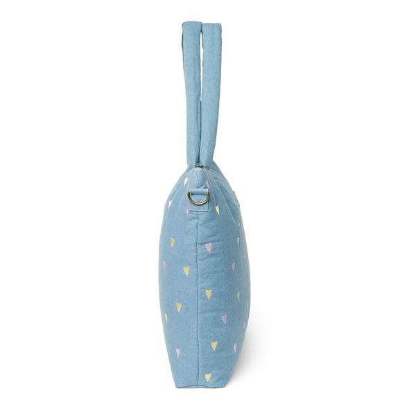STUDIO NOOS DENIM DIAPER BAG - PŘEBALOVACÍ TAŠKA | HEARTS LIGHT BLUE HEARTS - PŘEBALOVACÍ TAŠKY - KOČÁRKY A PŘÍSLUŠENSTVÍ