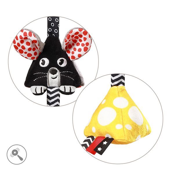 BABYONO HRAČKA ZÁVĚSNÁ KONTRASTNÍ NA C KROUŽKU MOUSE 0 M+ - HRAČKY K ZAVĚŠENÍ - PRO DĚTI