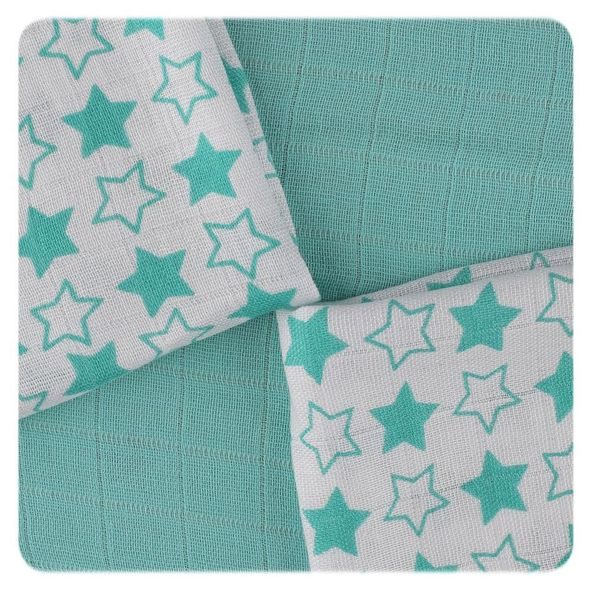 KIKKO BAMBUSOVÉ UBROUSKY XKKO BMB 30X30 LITTLE STARS TURQUOISE MIX 9KS - BRYNDÁKY - KRMENÍ