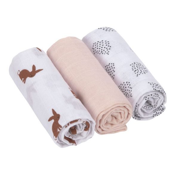 LÄSSIG SWADDLE BURP BLANKET 60X60 LITTLE FOREST RABBIT - LÁTKOVÉ PLENY SKLÁDANÉ - PŘEBALOVÁNÍ