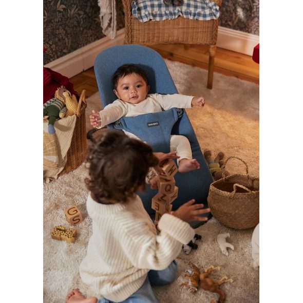 BABYBJORN BABYBJORN LEHÁTKO BLISS WOVEN LIGHT BLUE MÉLANGE - LEHÁTKA A HOUPADLA - SPINKÁNÍ