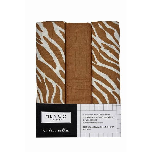 MEYCO PLENKY 3-BALENÍ ZEBRA-UNI CAMEL-ZEBRA - LÁTKOVÉ PLENY SKLÁDANÉ - PŘEBALOVÁNÍ