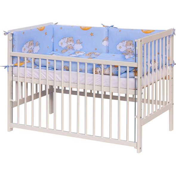 SCARLETT DĚTSKÁ POSTÝLKA S KOMPLETNÍ VÝBAVOU SCARLETT 120 X 60 CM - MRÁČEK - MODRÁ - DŘEVĚNÉ POSTÝLKY - SPINKÁNÍ