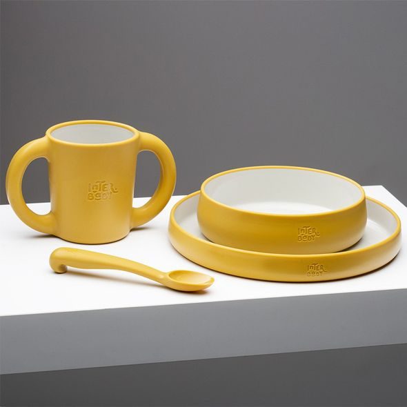 INTERBABY JÍDELNÍ SET SILIKONOVÝ - OKROVÝ - MISKY, TALÍŘKY A PODLOŽKY - KRMENÍ