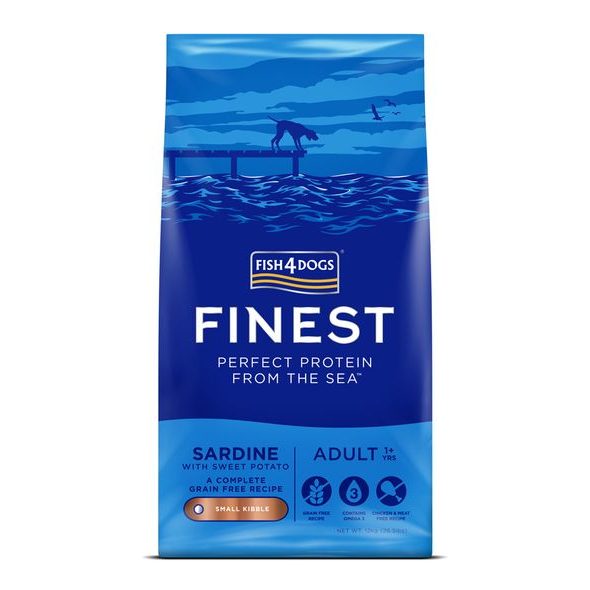 FISH4DOGS GRANULE MALÉ PRO DOSPĚLÉ PSY FINEST SARDINKA SE SLADKÝMI BRAMBORAMI 1,5 KG, 1+ - GRANULE PRO PSY - CHOVATELSKÉ POTŘEBY MALVÍKZOO