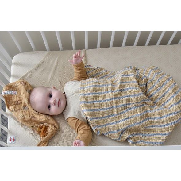 LODGER DREAMER MUSLIN STRIPE XANDU HONEY 120 X 120 CM - DĚTSKÉ DEKY PRO MIMINKA - SPINKÁNÍ
