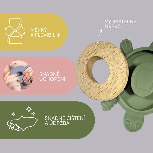 ZOPA SILIKONOVÉ DŘEVĚNÉ KOUSÁTKO TURTLE - KOUSÁTKA - PRO DĚTI