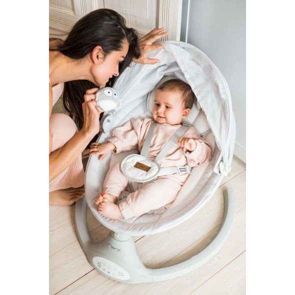 MOMI ELEKTRICKÁ HOUPAČKA KENANI SVĚTLE ŠEDÁ - LEHÁTKA A HOUPADLA - SPINKÁNÍ