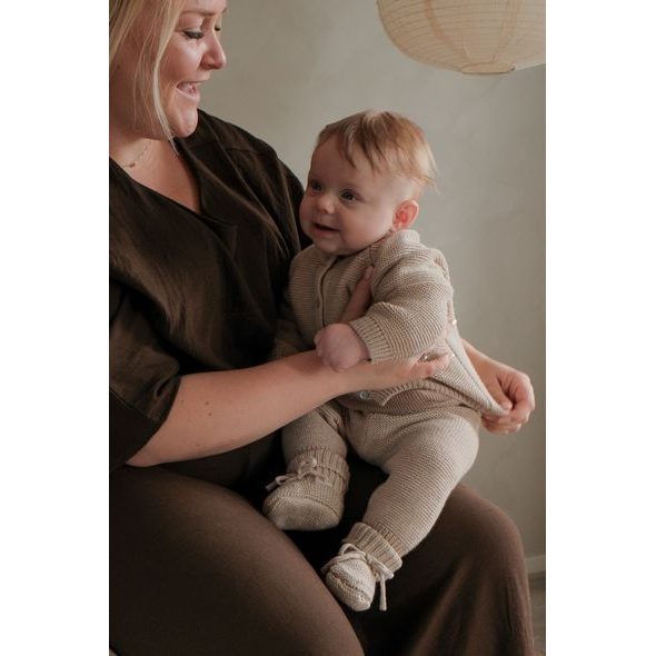 LODGER PLETENÝ SVETŘÍK MERINO BEIGE VEL. 68 - KABÁTKY, MIKINKY - PRO DĚTI