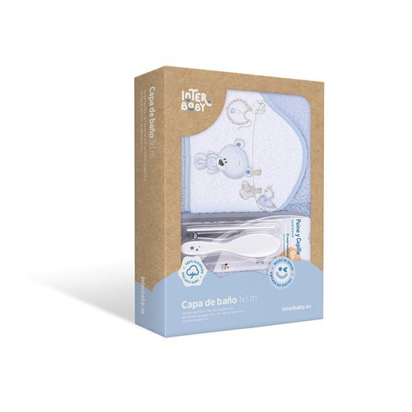 INTERBABY OSUŠKA FROTÉ PRÁDLO + HŘEBEN - MODRÁ - OSUŠKY A DĚTSKÉ ŽUPANY - KOUPÁNÍ A ZDRAVÍ
