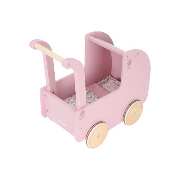LITTLE DUTCH KOČÁREK PRO PANENKY DŘEVĚNÝ S PEŘINKOU PINK - LITTLE DUTCH - PRO DĚTI