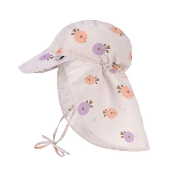 LÄSSIG SPLASH SUN PROTECTION FLAP HAT FISH LIGHT PINK 3-6M - ČEPIČKY A KLOBOUČKY - PRO DĚTI