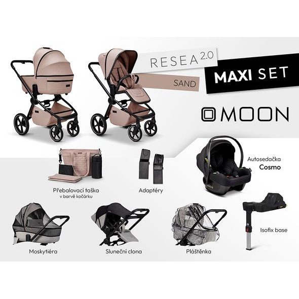 MOON RESEA 2.0 MAXI SET - SAND - KOMBINACE S PŘÍSLUŠENSTVÍM - KOČÁRKY A PŘÍSLUŠENSTVÍ