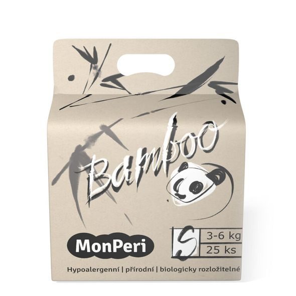 MONPERI BAMBOO S 3-6 KG- 25KS EKO DĚTSKÉ BAMBUSOVÉ JEDNORÁZOVÉ PLENKY (VELIKOST 2) - JEDNORÁZOVÉ PLENY - PŘEBALOVÁNÍ