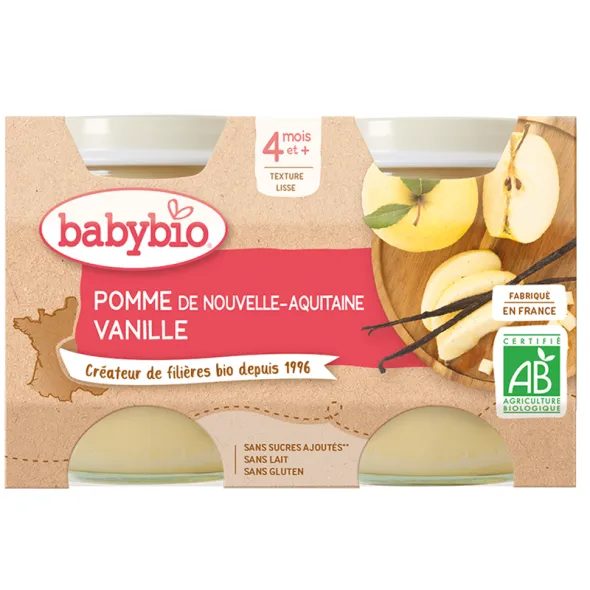 BABYBIO JABLKO VANILKA 2X130 G - OVOCE/DEZERTY - KRMENÍ