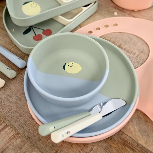 LÄSSIG BABIES CUTLERY WITH SILICONE HANDLE 3PCS HAPPY FRUITS CHERRY - LŽIČKY A PŘÍBORY - KRMENÍ