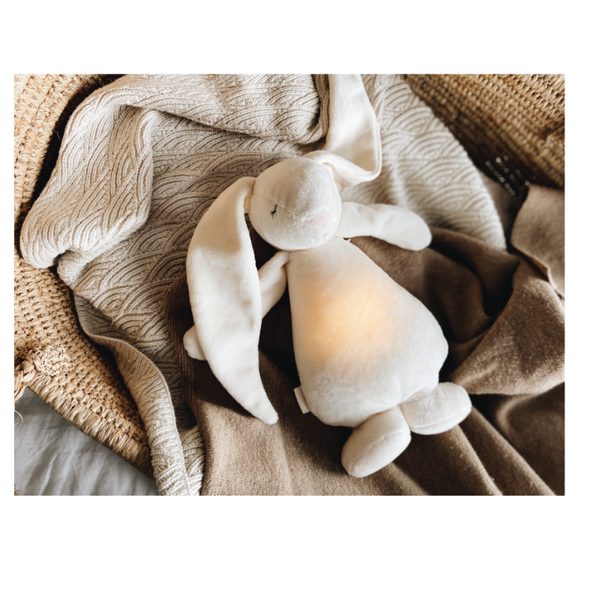 MOONIE USÍNÁČEK ZAJÍČEK 2.0 CREAM - USÍNÁČCI ŠUMÍCÍ / S TLUKOTEM - PRO DĚTI