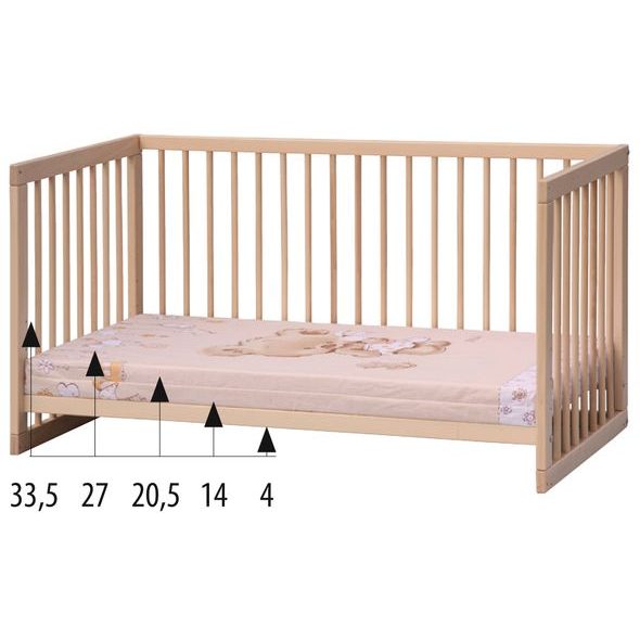 SCARLETT DĚTSKÁ POSTÝLKA SCARLETT KOMBI - PŘÍRODNÍ (BUK) - VYNDAVACÍ PŘÍČKY - 120 X 60 CM - DŘEVĚNÉ POSTÝLKY - SPINKÁNÍ