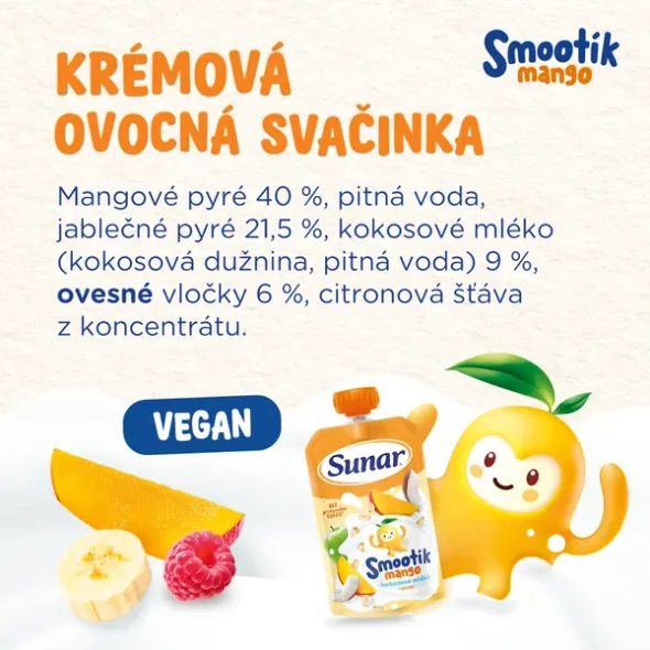 SUNAR SMOOTHÍK DĚTSKÁ KAPSIČKA MANGO 120G - KAPSIČKY - KRMENÍ