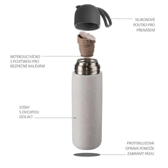 ZOPA TERMOSKA NA TEKUTINY SE SILIKONOVÝM DRŽÁKEM 400ML - TERMOOBALY A TERMOSKY - KRMENÍ