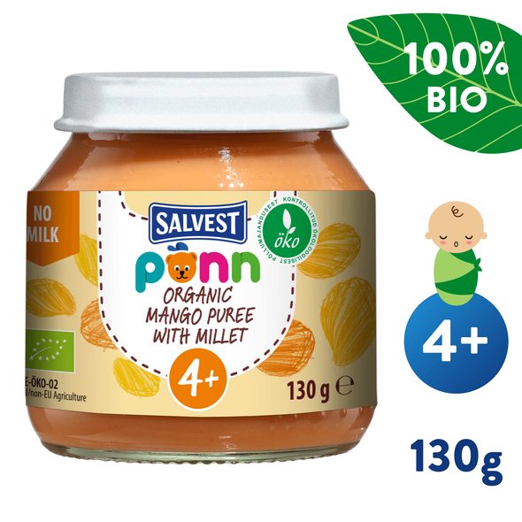 SALVEST PÕNN BIO MANGOVO-BANÁNOVÉ PYRÉ S JÁHLY 130G - OVOCE/DEZERTY - KRMENÍ