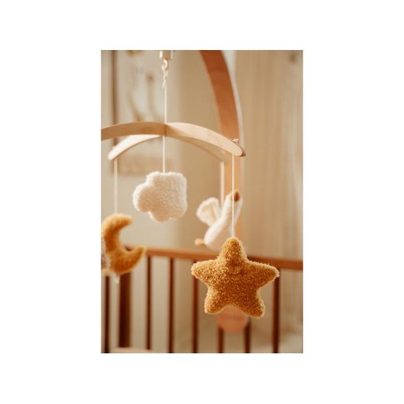 LITTLE DUTCH HUDEBNÍ KOLOTOČ DŘEVĚNÝ NEWBORN NATURALS - FARMA - PRO DĚTI